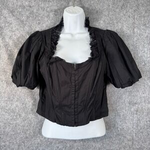 Y2K Dirndl Top Womens Large Corset Hook Eye Renaissance‎ Medieval Steampunk Lace
